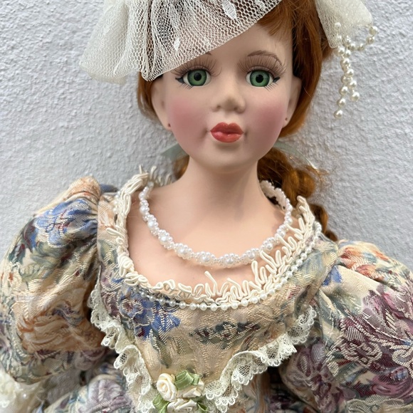 Elegant Floral Porcelain Doll - Picture 2 of 2